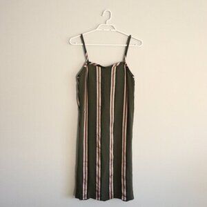 Wilfred Women's Sz 4 Green Le Fou Sweetheart Striped Midi Sleeveless Dress